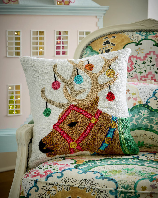 Reindeer Ornament Pillow, 18"